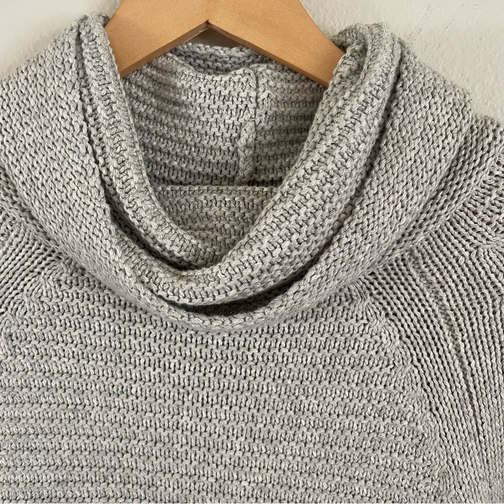 Lilla P Cowl Neck Ribbed Knit Turtleneck Sweater Oatmeal Gray Size XS - Picture 4 of 9